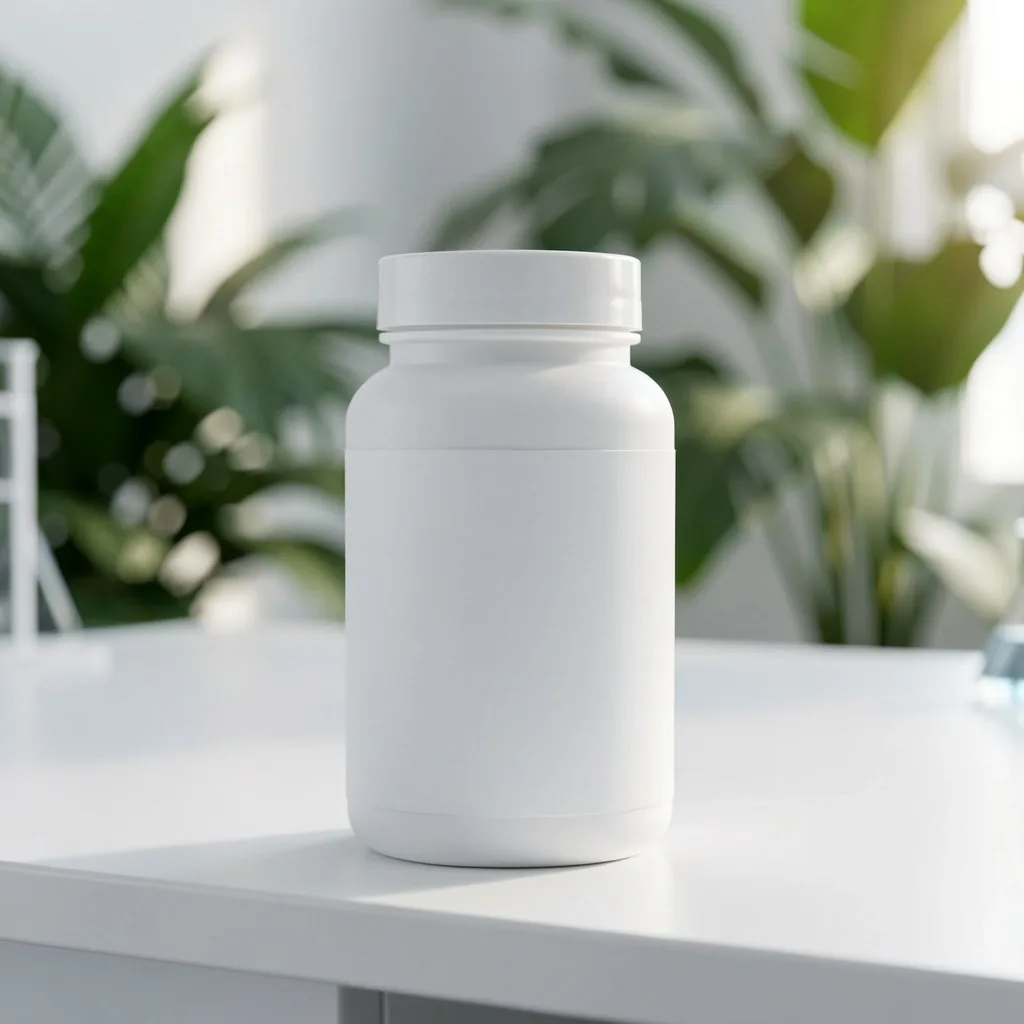 Supplement container on a laboratory bench