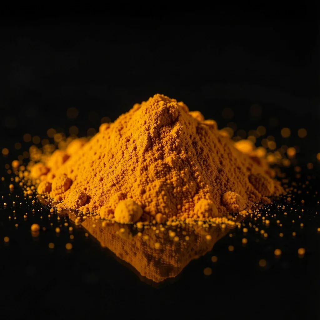 Turmeric powder on dark glass